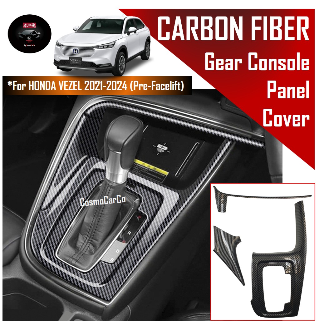 Honda VEZEL HR-V 2021 2022 2023 2024 Gear Panel Cover Shift Console Carbon Fiber Trim Car Accessories