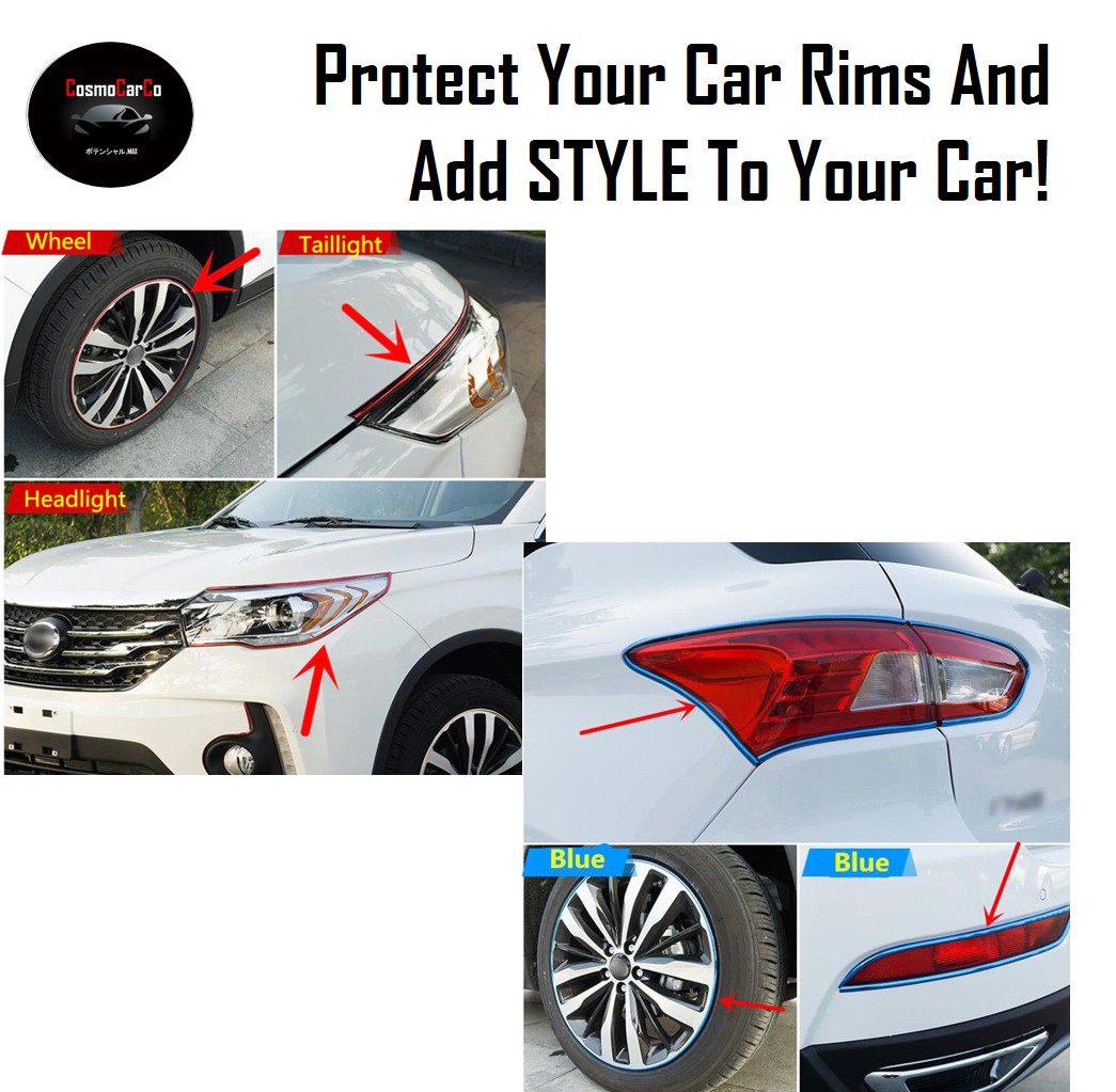 8M Chrome Car Rim Protector Guard Wheel Tyre Tire Trim Rims Strip For Up To 4 x 18 Inch Wheel