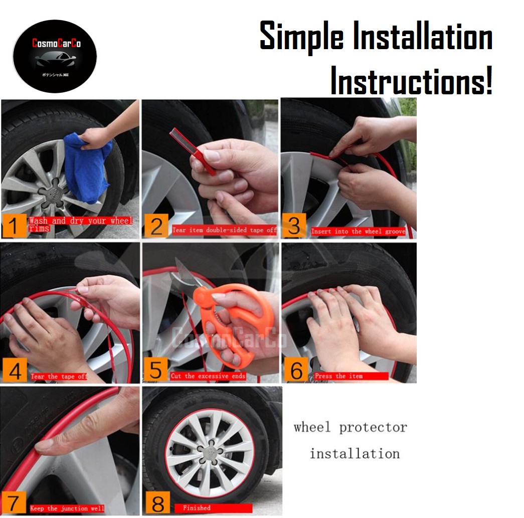 8M Car Rim Protector Guard Tyre Tire Trim Rims Rubber Strip For 4 x 18 Inch Wheel