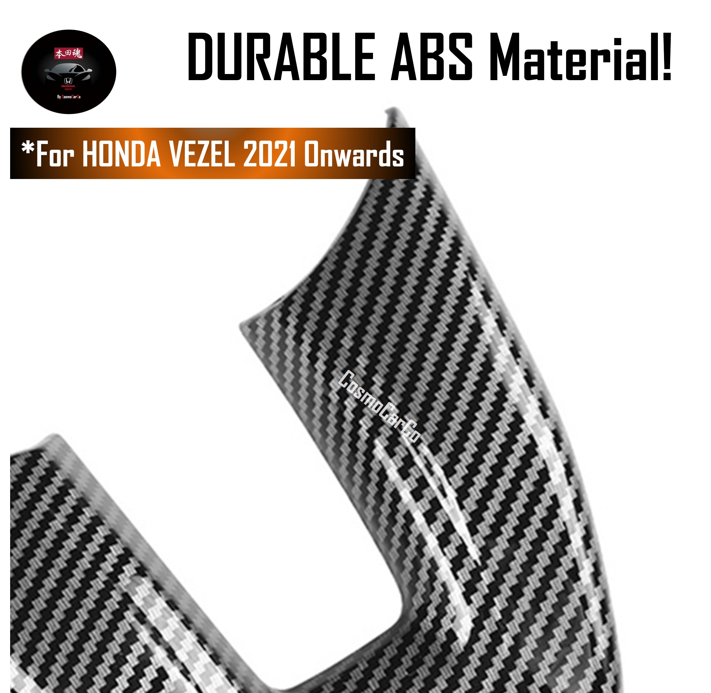 Honda VEZEL HR-V 2021 2022 2023 2024-Present Steering Wheel "V" Trim Cover Carbon Fiber Decor Accessories