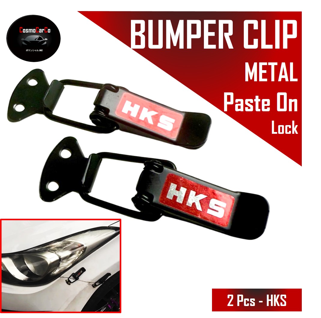 HKS Car Bumper Clip Security Hook Lock Clips Metal Fender Fastener PASTE ON Kit Racing Accessories