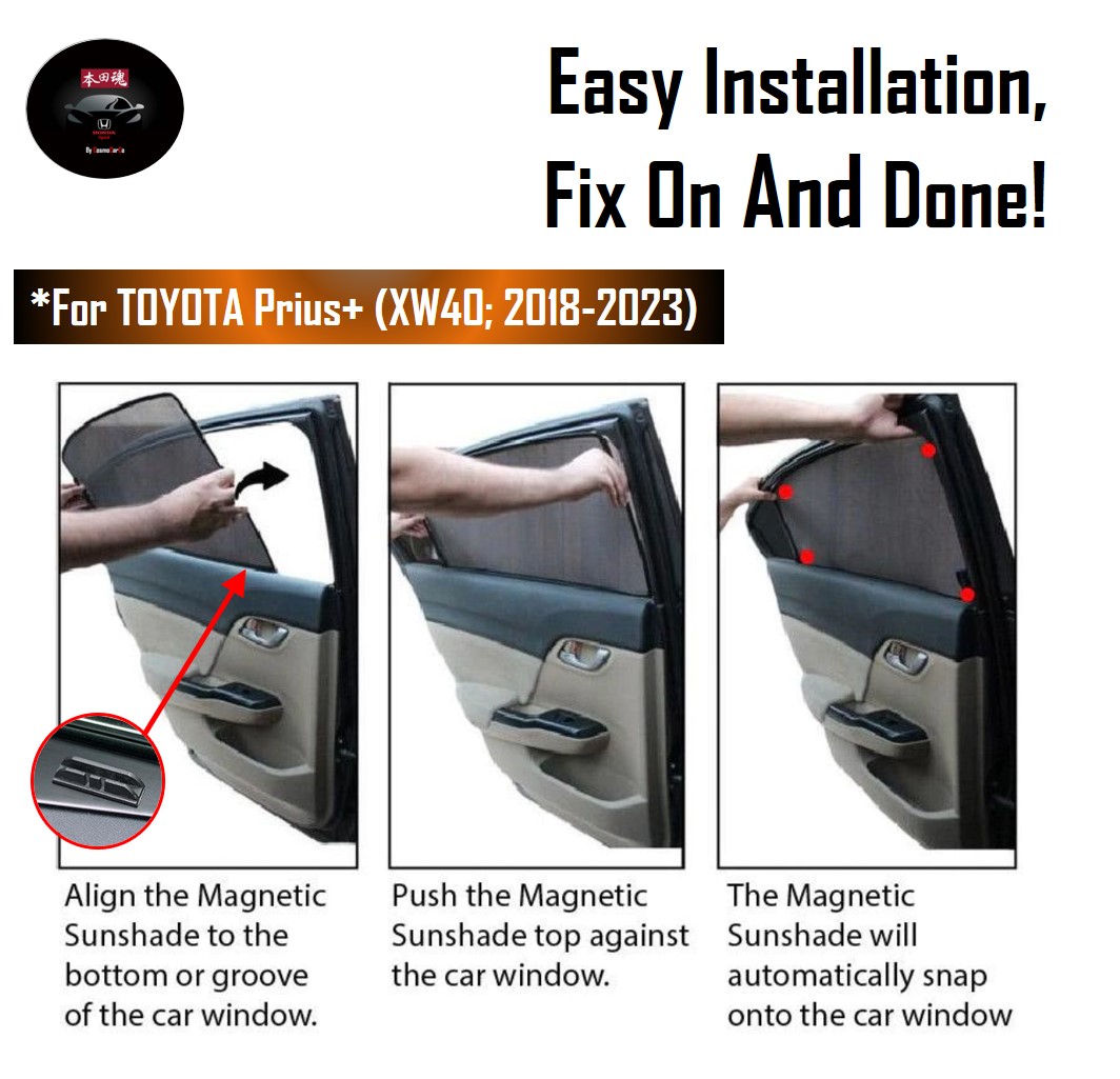 Toyota PRIUS+ Plus 4th Gen XW40 2018-2023 Magnetic Sun Shade UV Ray Protection Mesh Windows Sunshade 4Pcs