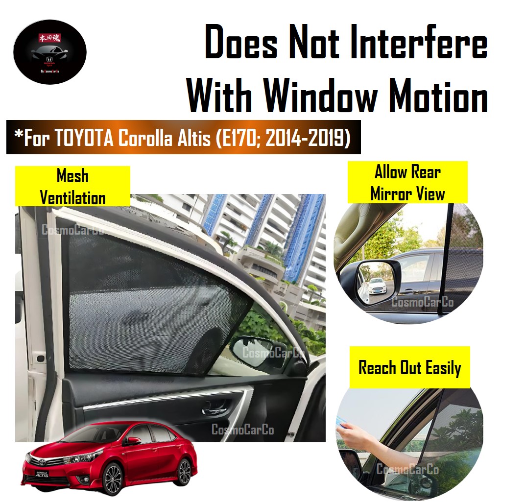 Toyota Corolla Altis 11th Gen E170 E171 2014-2019 Magnetic Sun Shade UV Ray Protection Mesh Window Sunshade 4Pcs
