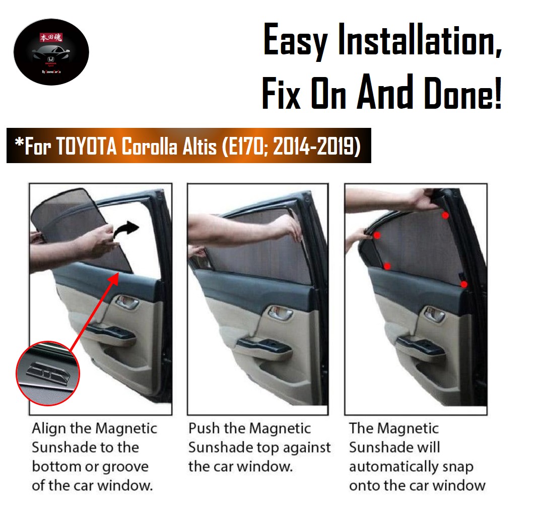 Toyota Corolla Altis 11th Gen E170 E171 2014-2019 Magnetic Sun Shade UV Ray Protection Mesh Window Sunshade 4Pcs