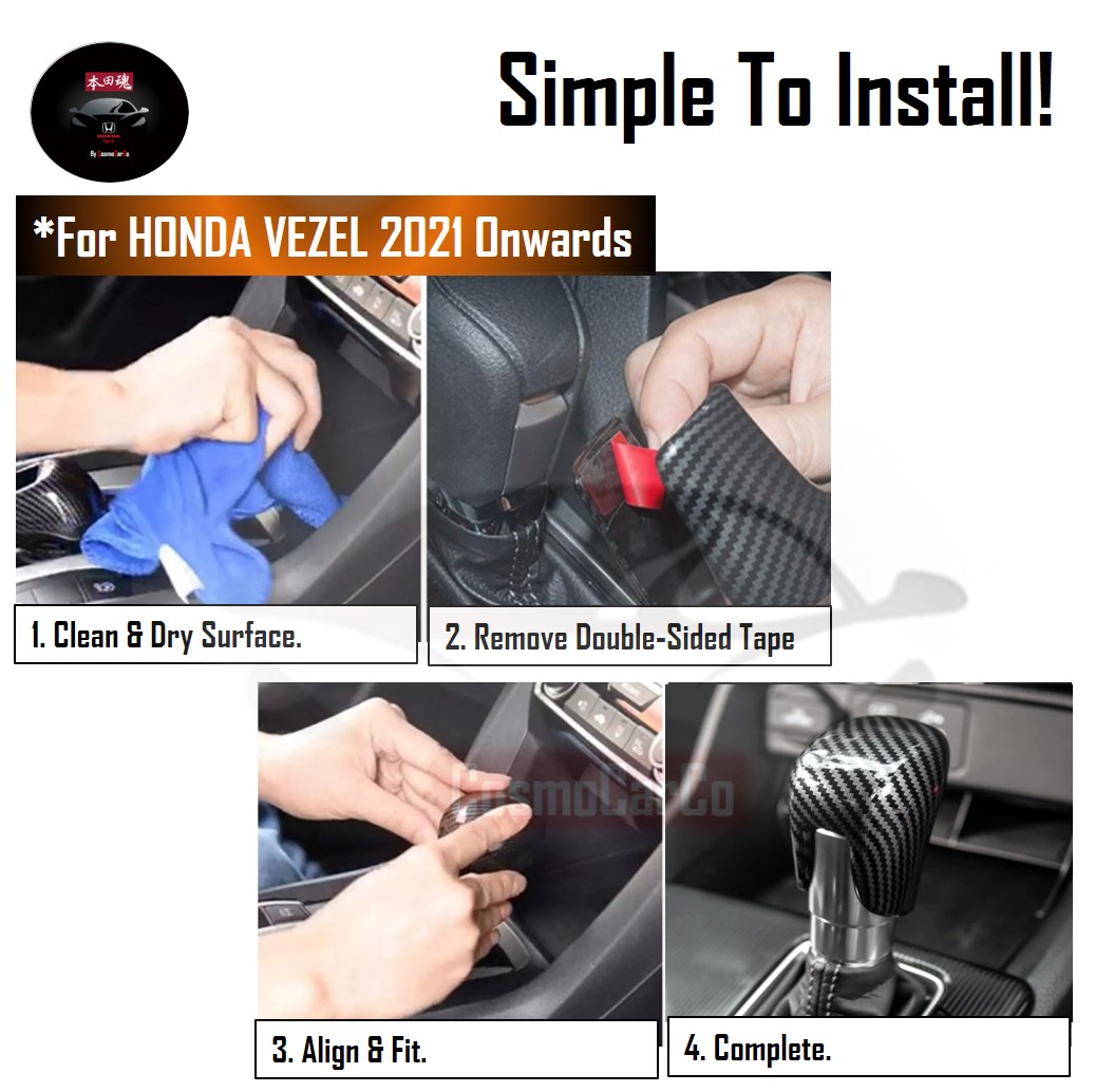 Honda VEZEL HR-V 2021 2022 2023 2024-Present Gear Knob Cover Stick Shift Trim Carbon Fiber Car Accessories