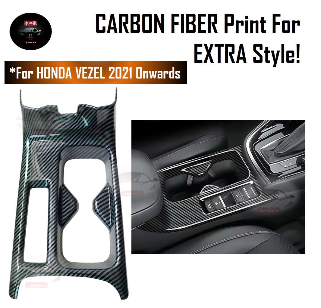 Honda VEZEL HR-V 2021 2022 2023-Present Center Console Cup Holder Cover Trim Carbon Fiber Car Accessories