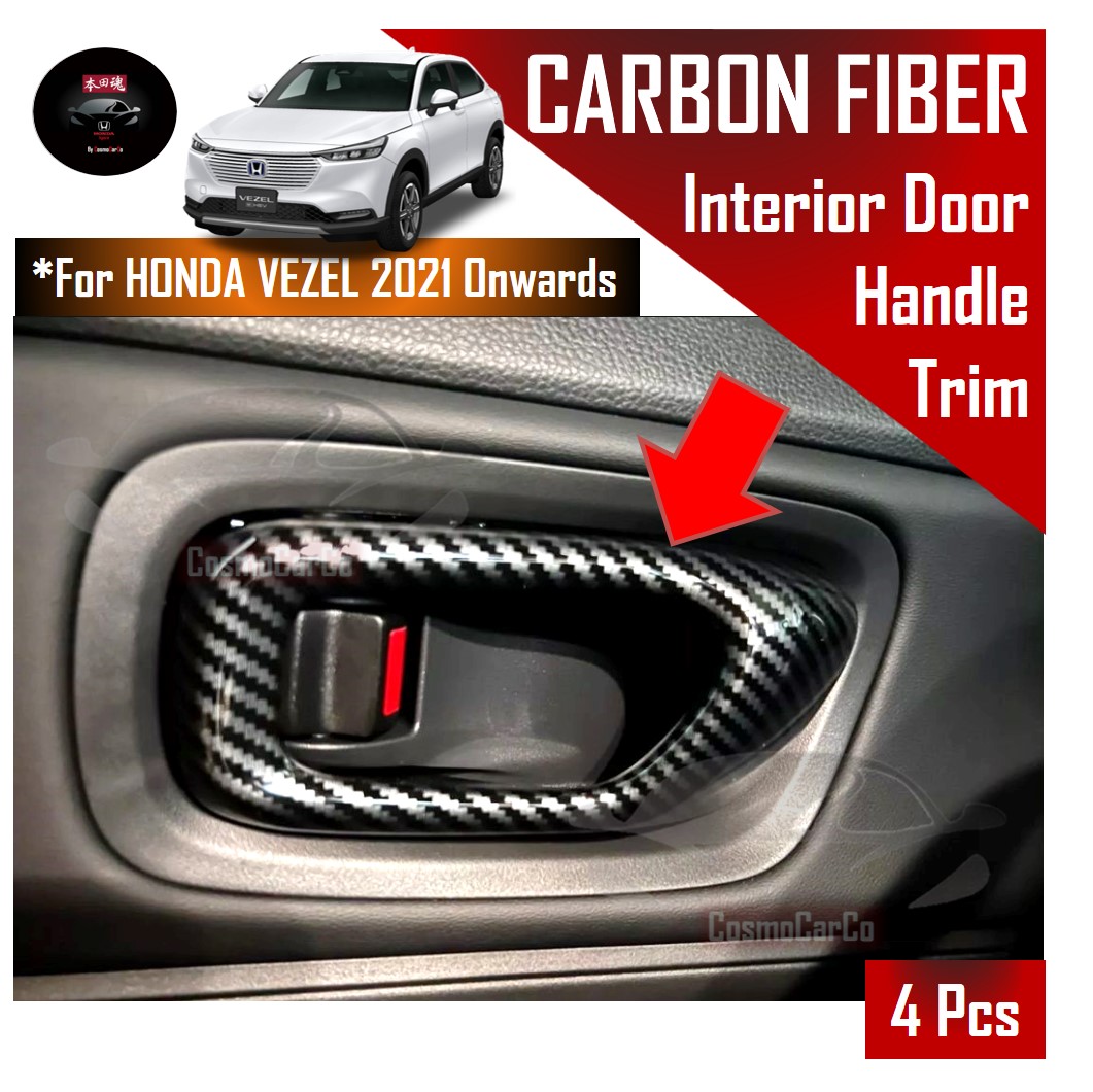 Honda VEZEL HR-V 2021 2022 2023-Present Inner Door Handle Cover Trim Carbon Fiber PVC Interior Accessories