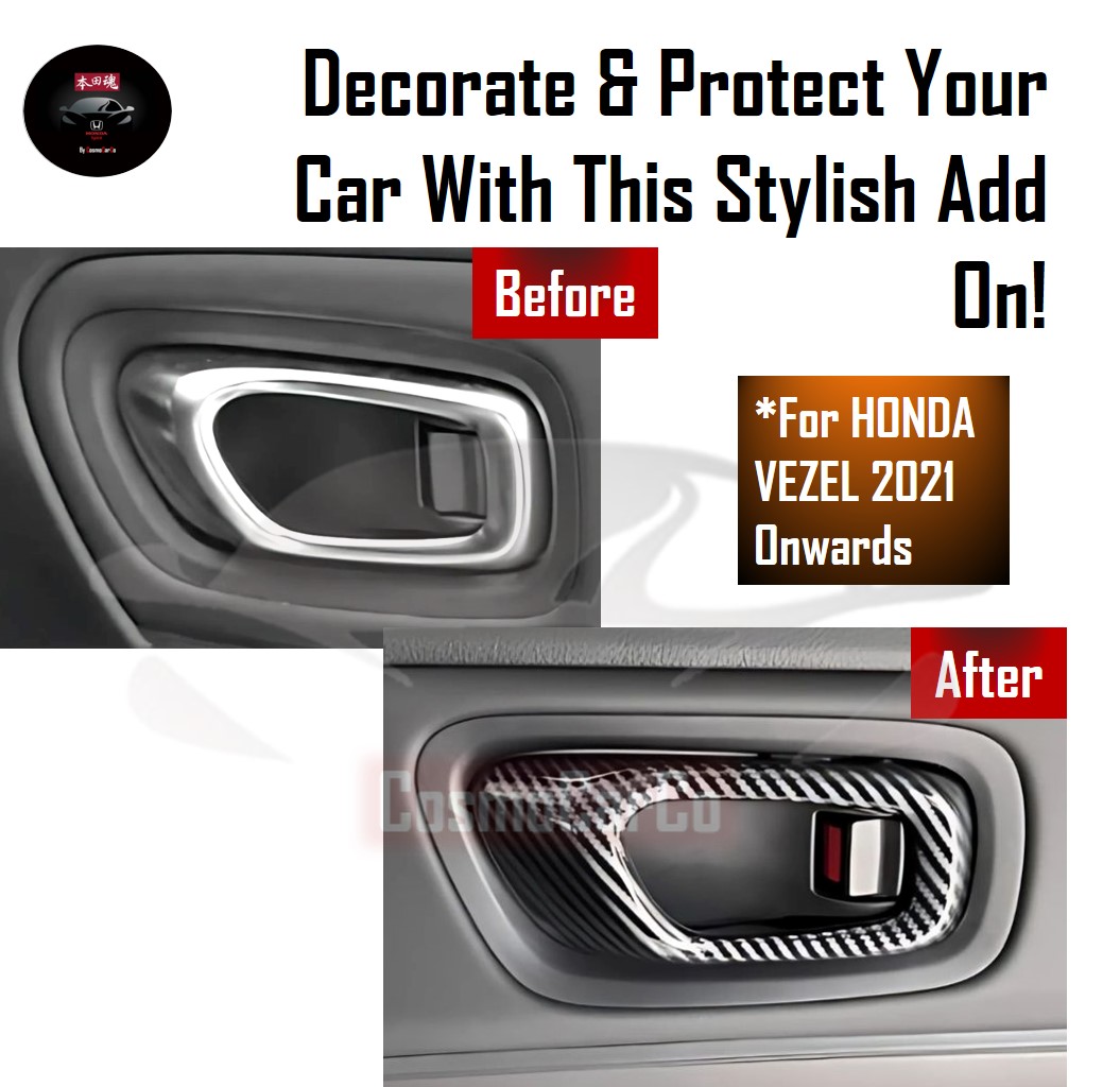 Honda VEZEL HR-V 2021 2022 2023-Present Inner Door Handle Cover Trim Carbon Fiber PVC Interior Accessories