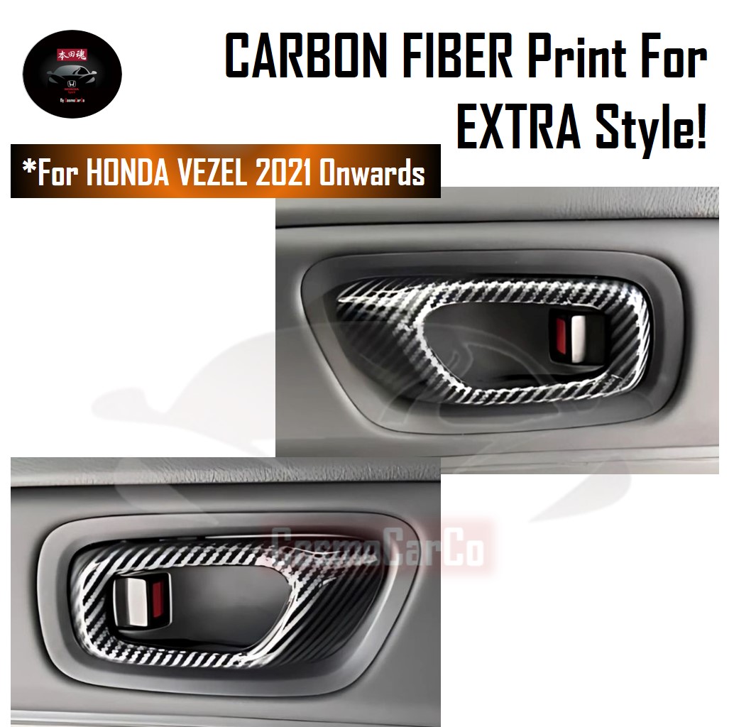 Honda VEZEL HR-V 2021 2022 2023-Present Inner Door Handle Cover Trim Carbon Fiber PVC Interior Accessories
