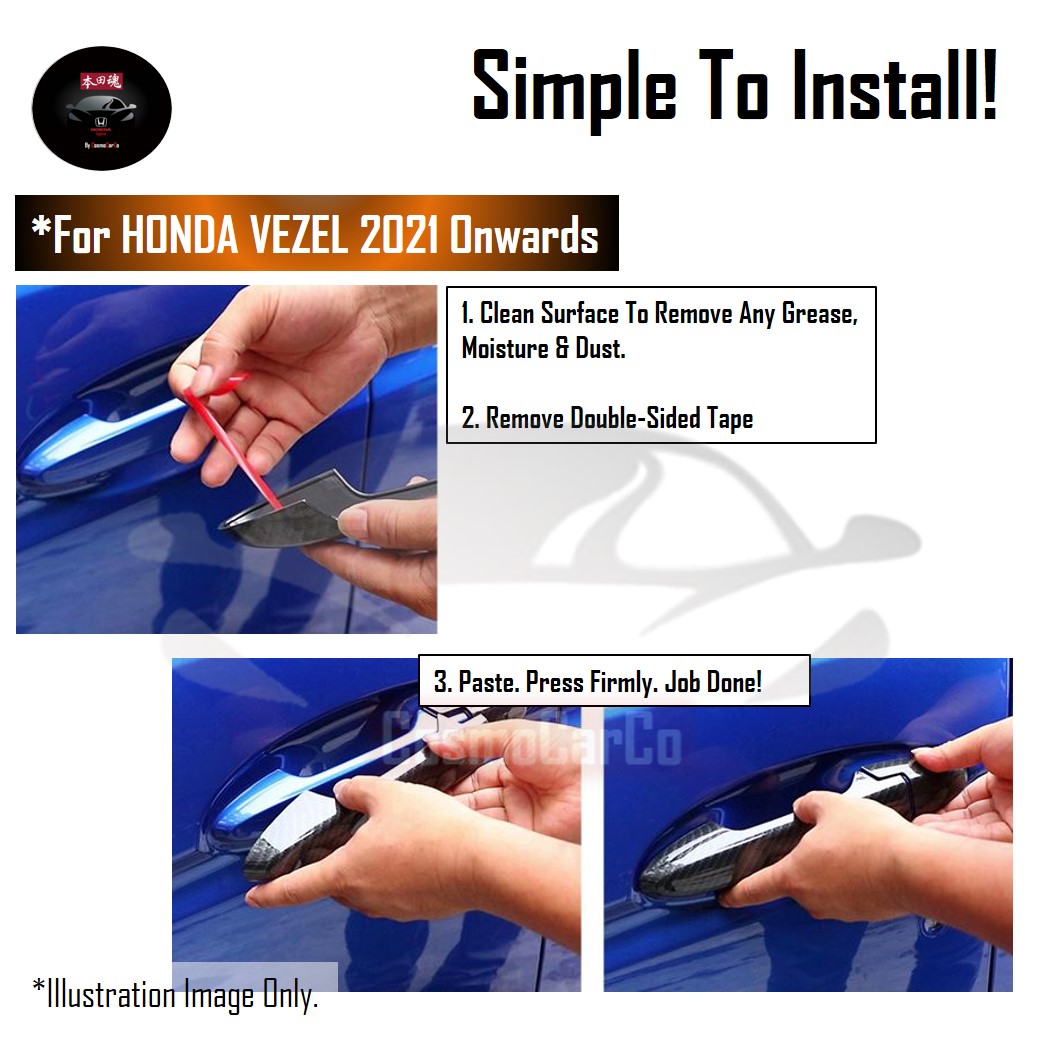 Honda VEZEL HR-V 2021 2022 2023-Present Inner Door Handle Cover Trim Carbon Fiber PVC Interior Accessories