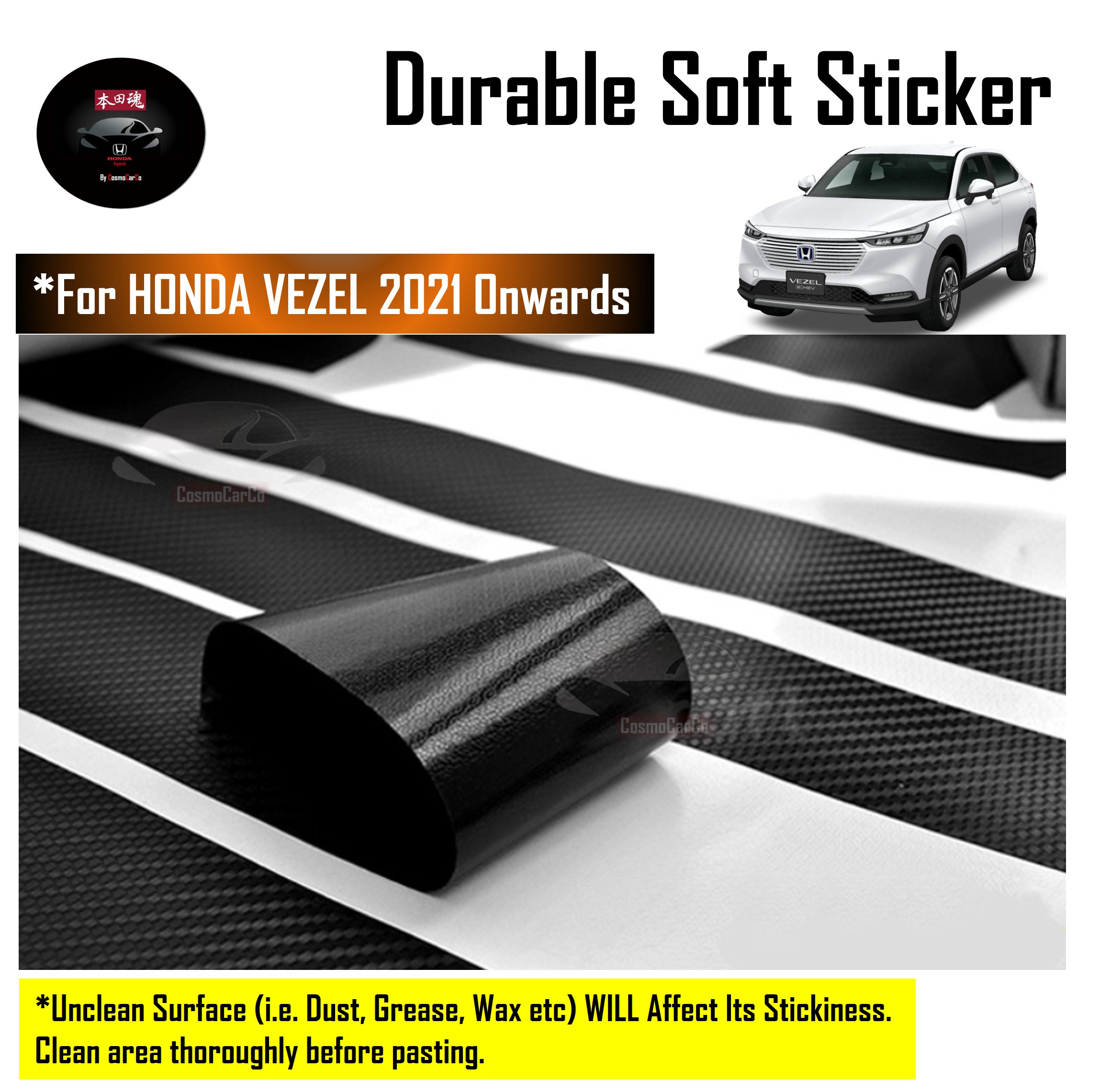 Honda VEZEL HR-V HRV 2021 ~ 2025 & Present Car Window Pillar Sticker Door Carbon Fiber Decal Accessories