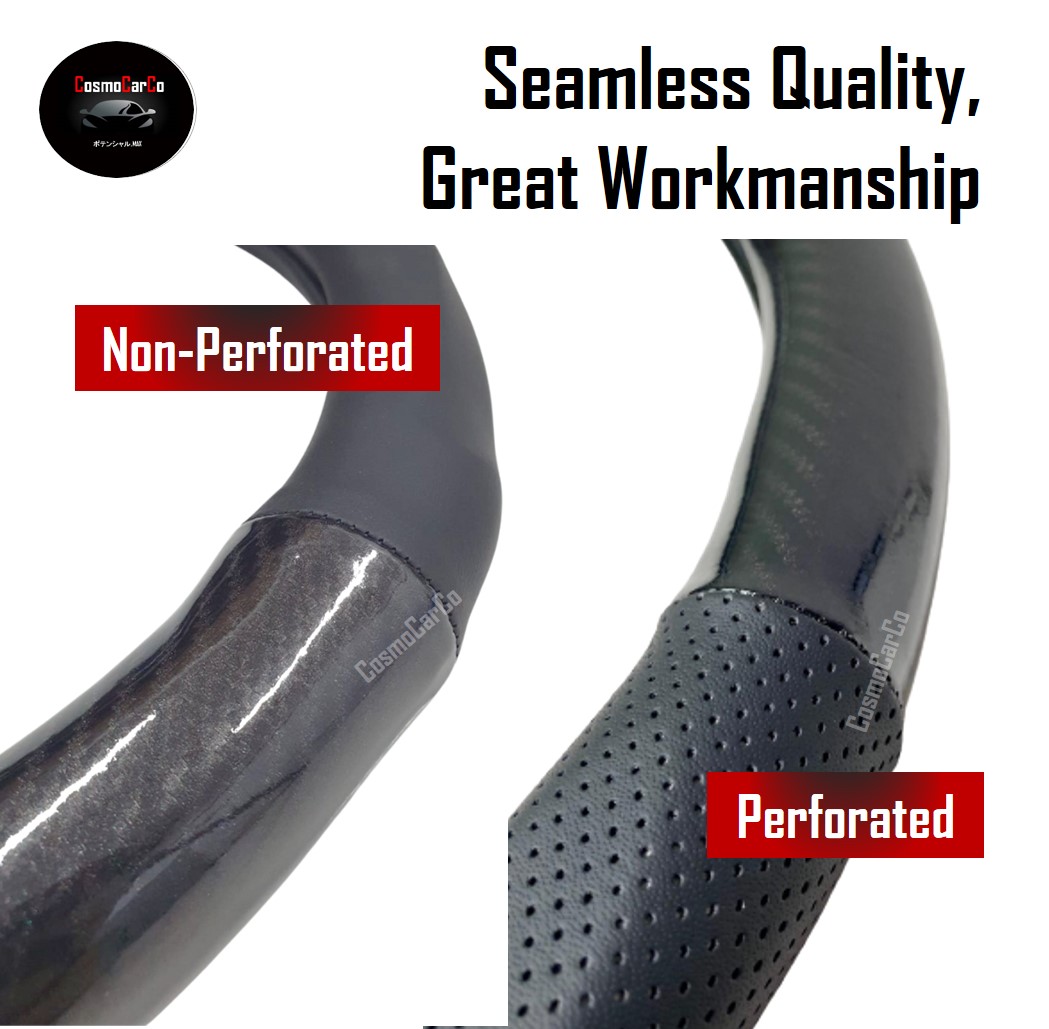 Honda Steering Wheel Cover Carbon Fiber & Leather Design For Fit Jazz Vezel Shuttle HRV City Stream Accord etc 37-38cm