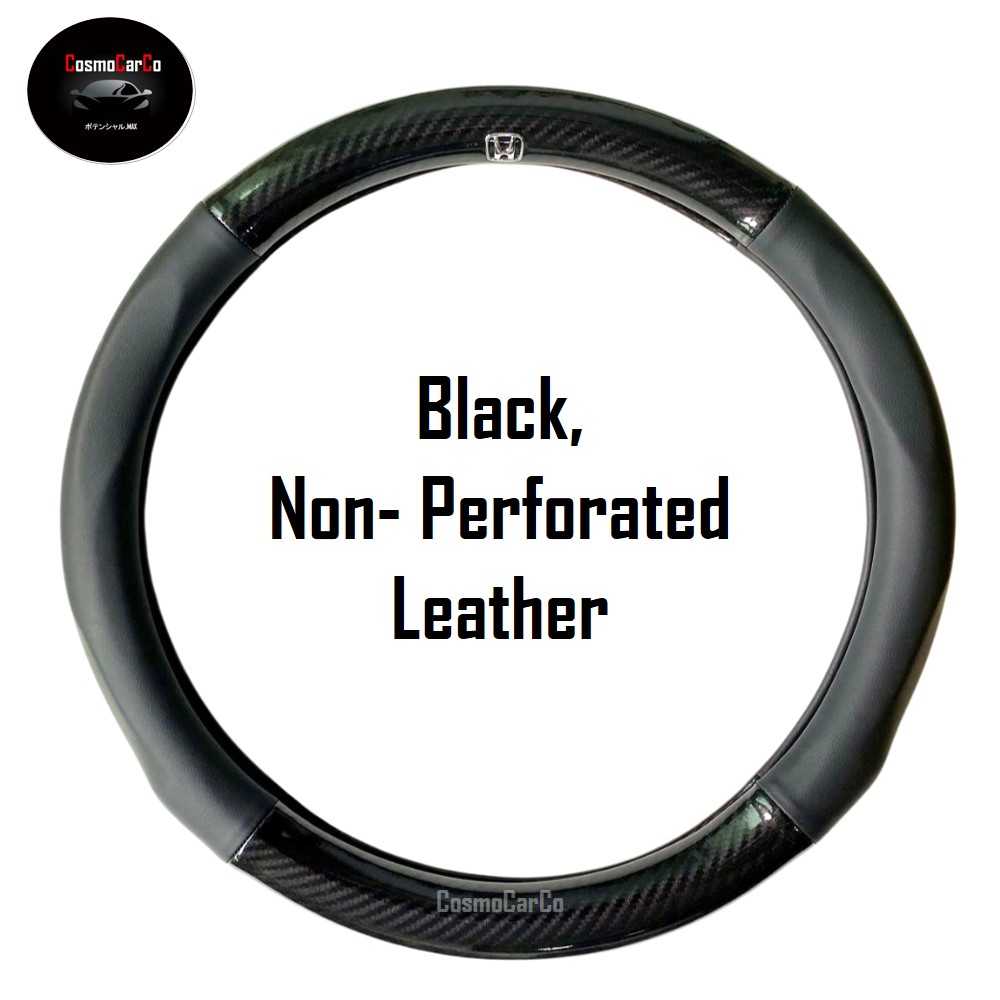 Honda Steering Wheel Cover Carbon Fiber & Leather Design For Fit Jazz Vezel Shuttle HRV City Stream Accord etc 37-38cm