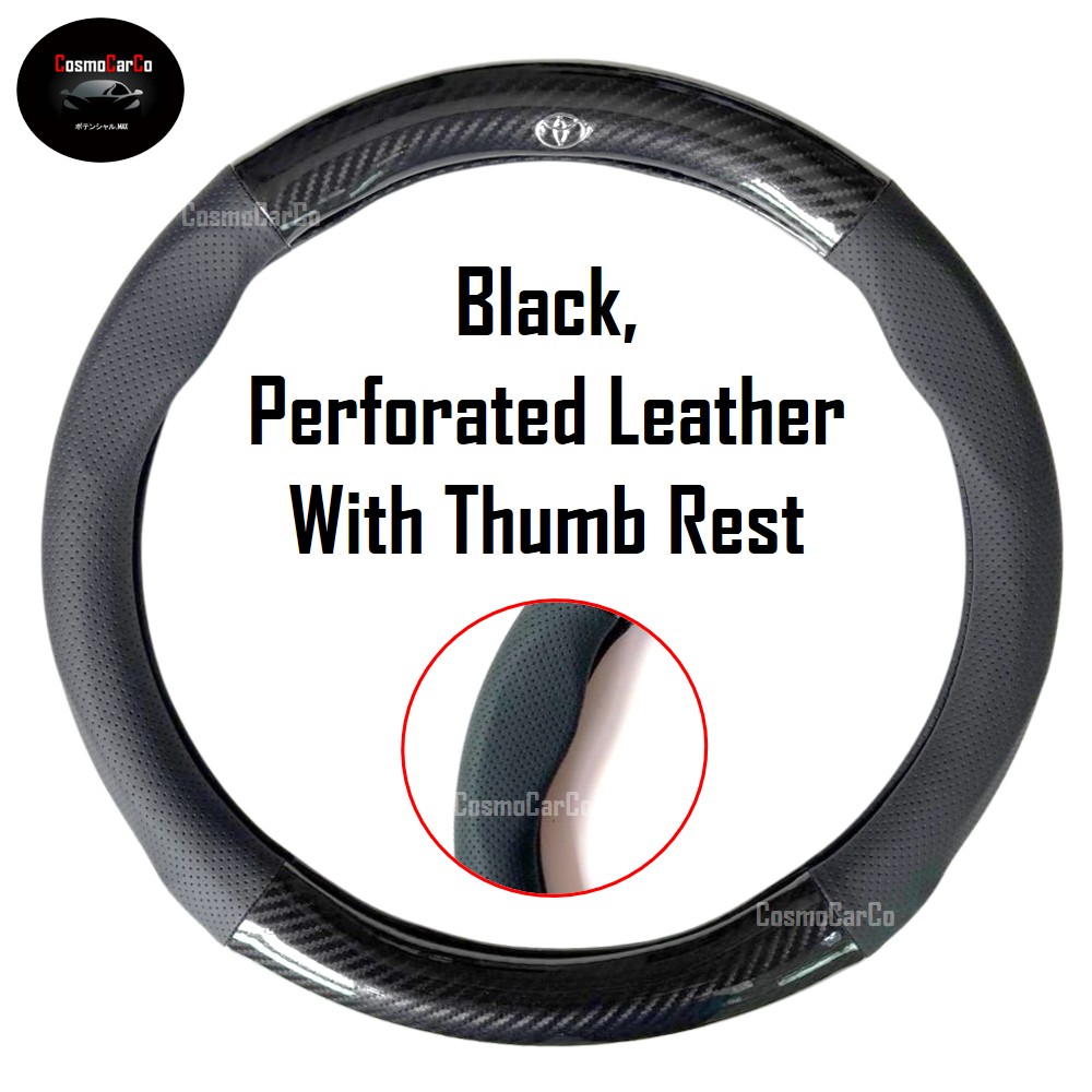  Carbon Fiber & Leather Design Toyota Steering Wheel Cover For Vios Altis Camry Sienta CHR RAIZE Harrier 37-38cm