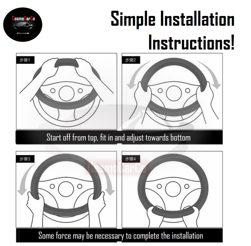 Matte Carbon Fiber Steering Wheel Cover With Leather 37-38cm Car Accessories