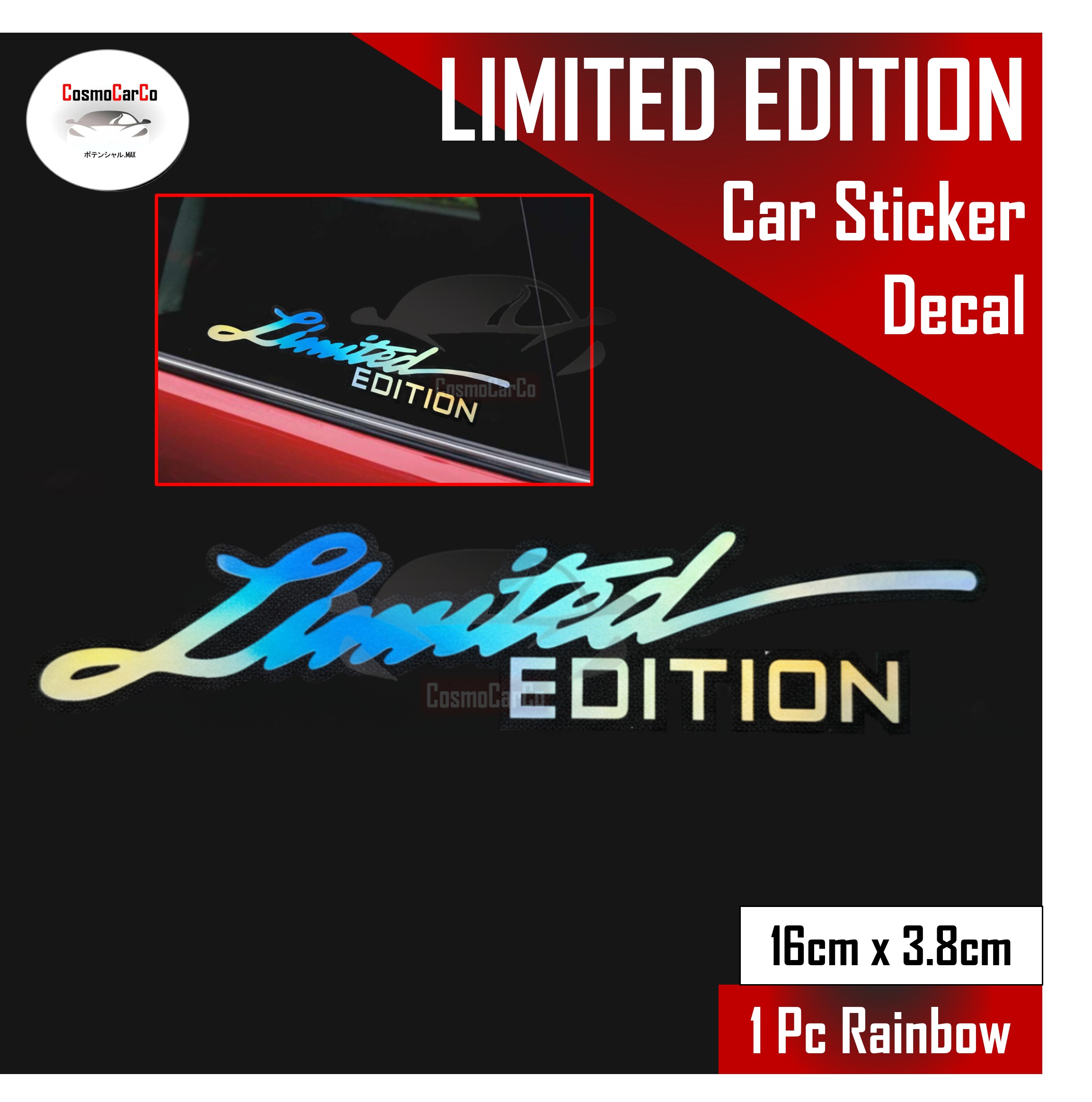 LIMITED Edition Car Body Sticker Decal Motorcycle Motorbike SHINY Holographic Word Window Stickers Decals