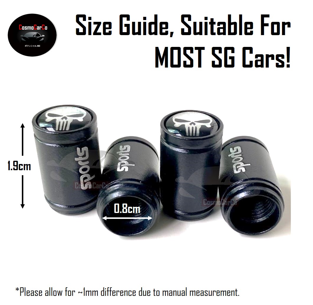 SKULL Face Car Tyre Air Valve Cap 4Pcs Wheel Tire Stem Cover Metal Dust Caps Accessories