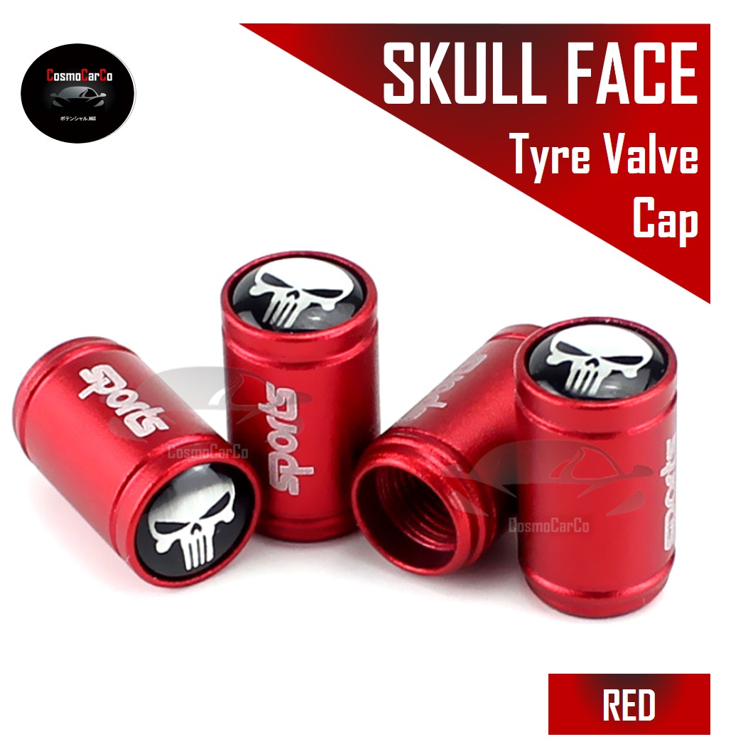SKULL Face Car Tyre Air Valve Cap 4Pcs Wheel Tire Stem Cover Metal Dust Caps Accessories