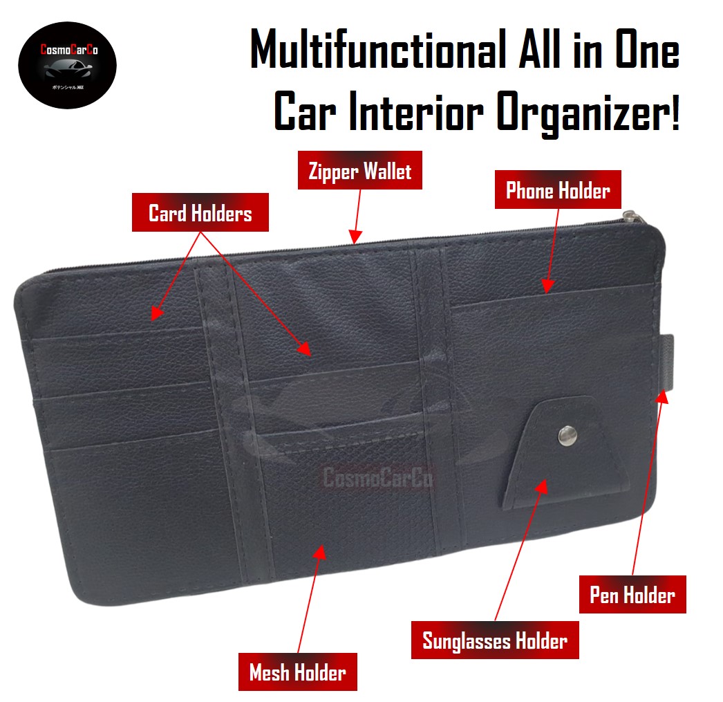Car Sun Visor Organiser Card Holder Sunglasses Phone Storage Sunglass Organizer Cash Pouch Accessories