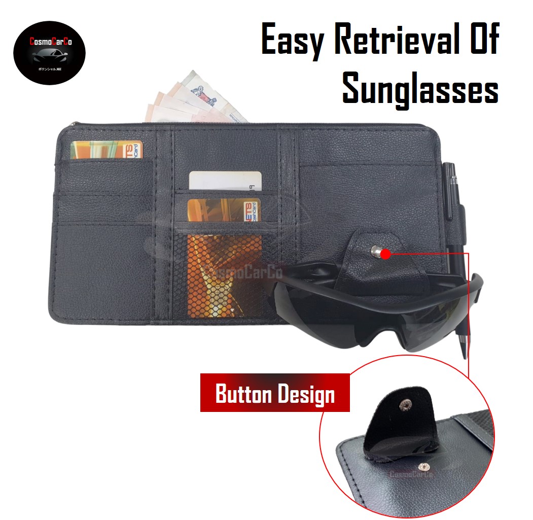 Car Sun Visor Organiser Card Holder Sunglasses Phone Storage Sunglass Organizer Cash Pouch Accessories
