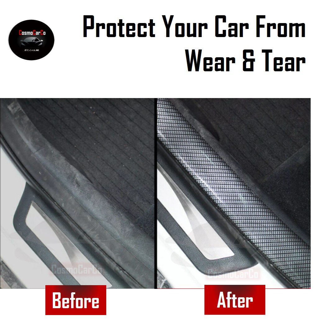 Car Door Sill Protector Scuff Cover Rubber Guard Anti Scratch Protection Carbon Fiber Sticker Accessories