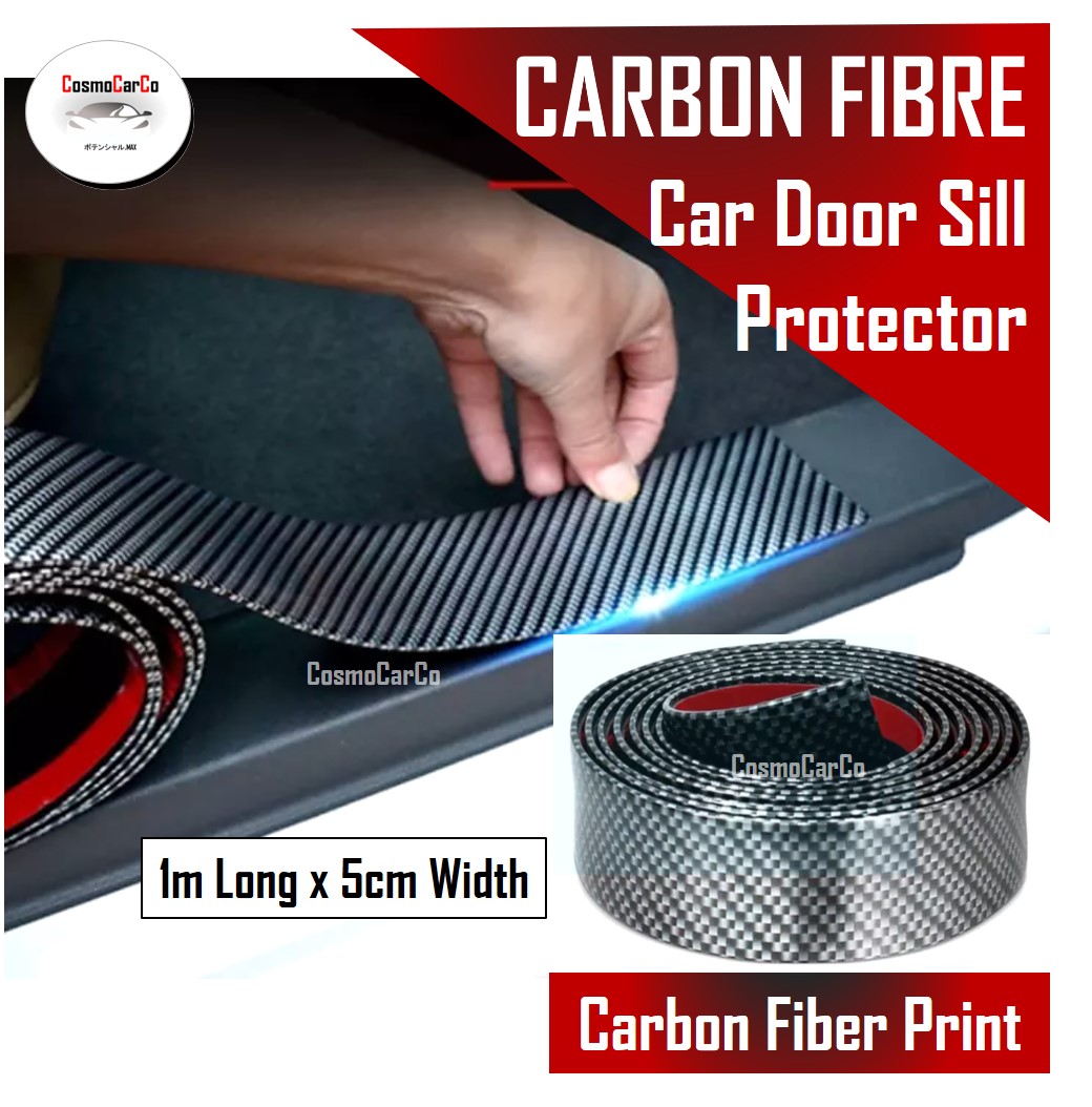 Car Door Sill Protector Scuff Cover Rubber Guard Anti Scratch Protection Carbon Fiber Sticker Accessories