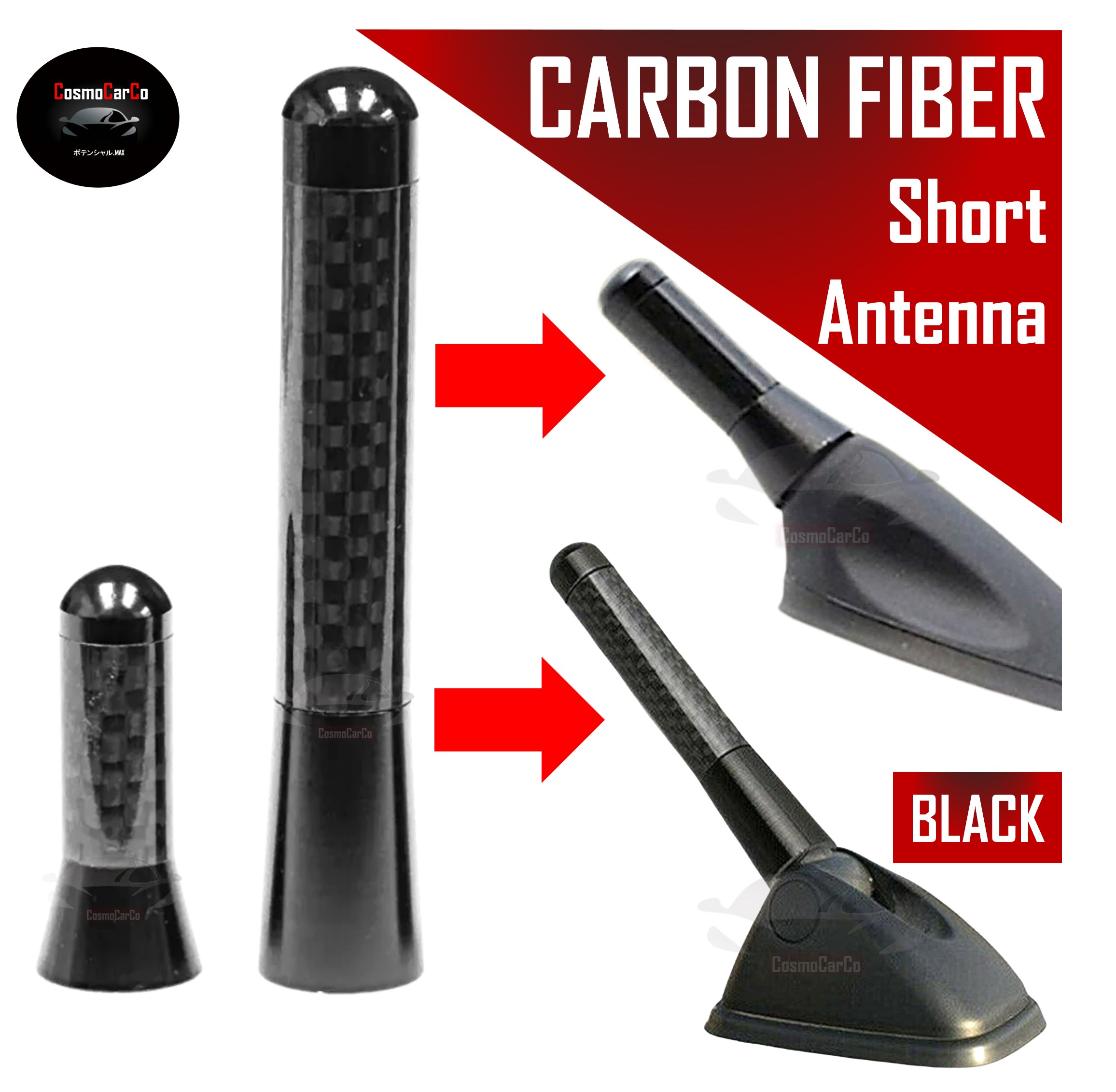 Carbon Fiber Design Short Car Antenna Topper AM FM Radio Aerial Signal Replacement Accessories