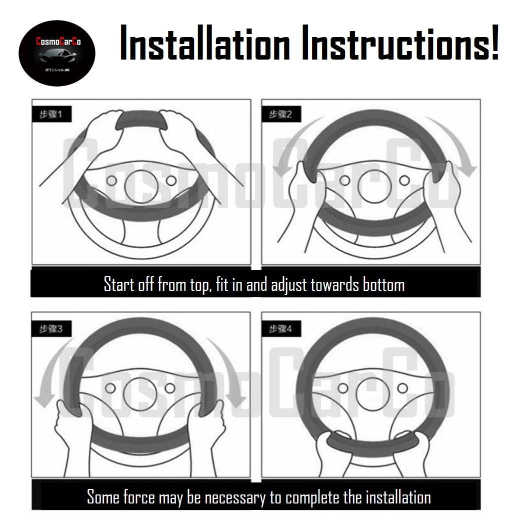 Black Suede Steering Wheel Cover With Sporty Red Dotted Stripe "O" Shape 37-38cm Accessories