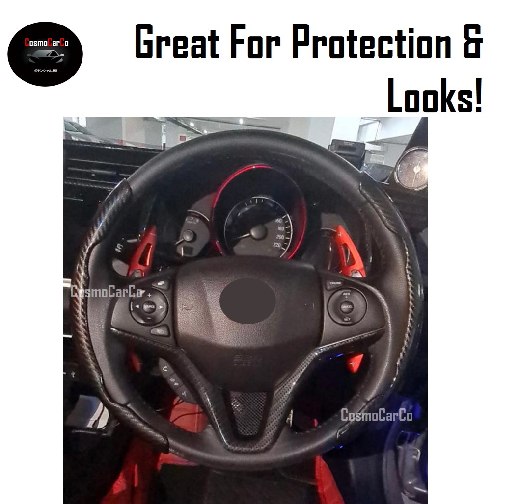 Carbon Fiber Design Steering Wheel Cover Booster Grips Trim Anti Slip Silicone Lining Decorative Car Accessories