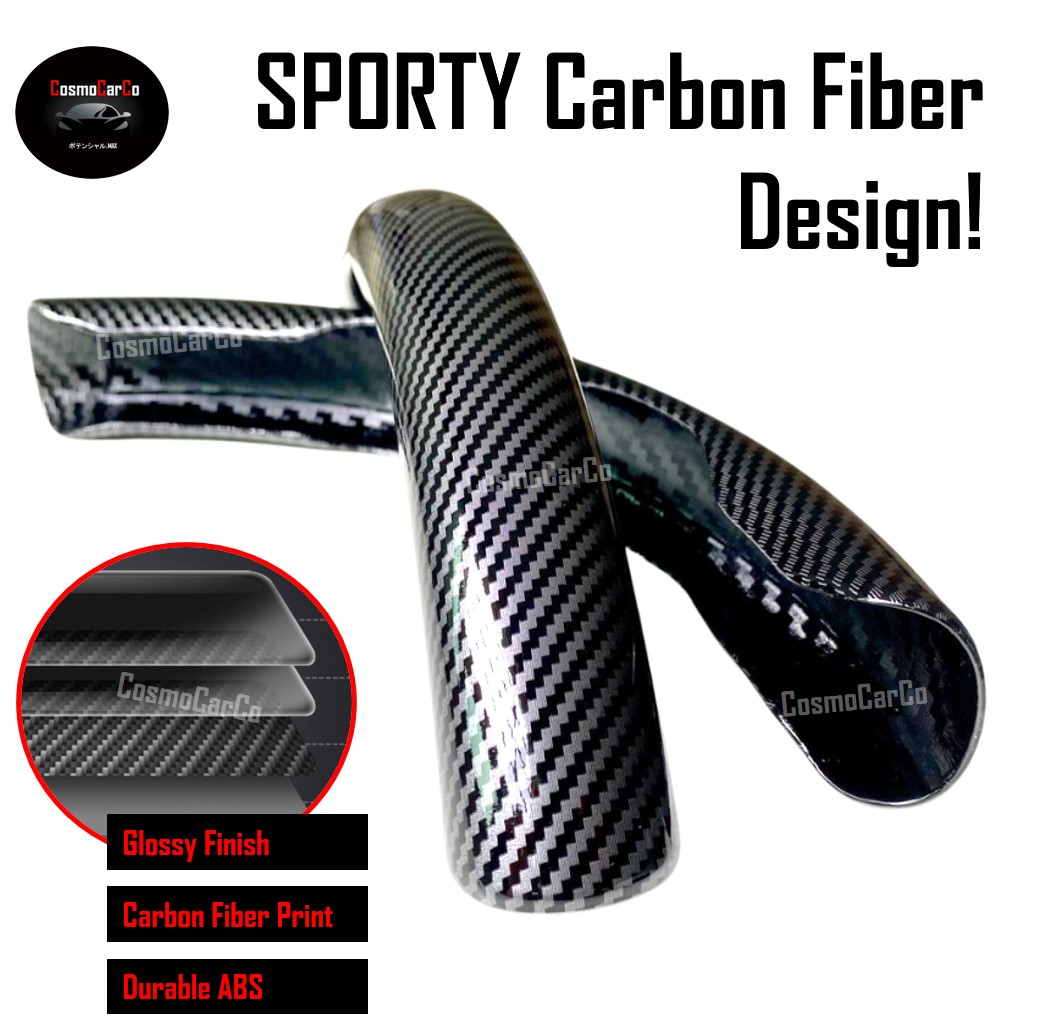 Carbon Fiber Design Steering Wheel Cover Booster Grips Trim Anti Slip Silicone Lining Decorative Car Accessories