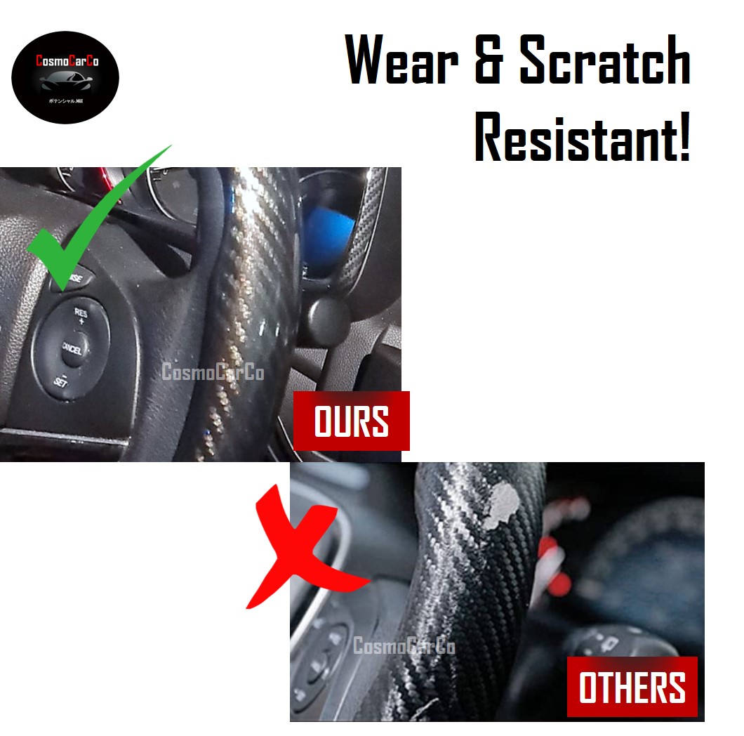 Carbon Fiber Design Steering Wheel Cover Booster Grips Trim Anti Slip Silicone Lining Decorative Car Accessories