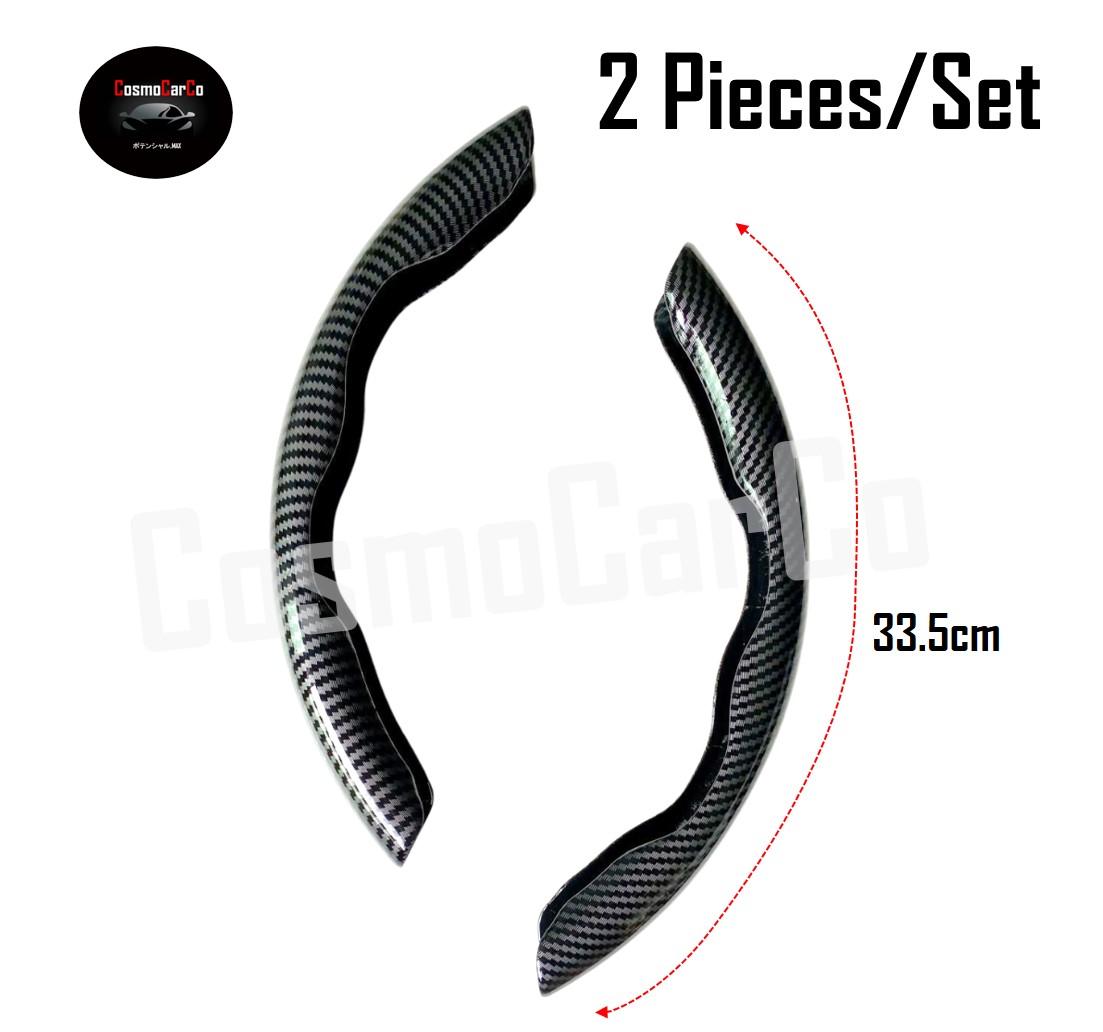 Carbon Fiber Design Steering Wheel Cover Booster Grips Trim Anti Slip Silicone Lining Decorative Car Accessories