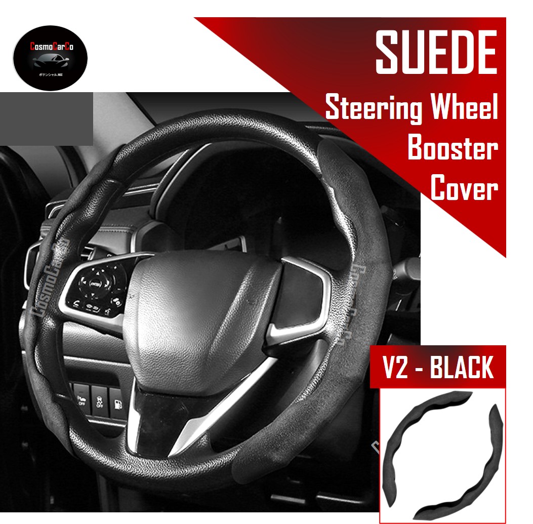 Car Steering Wheel Cover Booster Grips Suede Trim Add On Protective Protection Decorative Accessories
