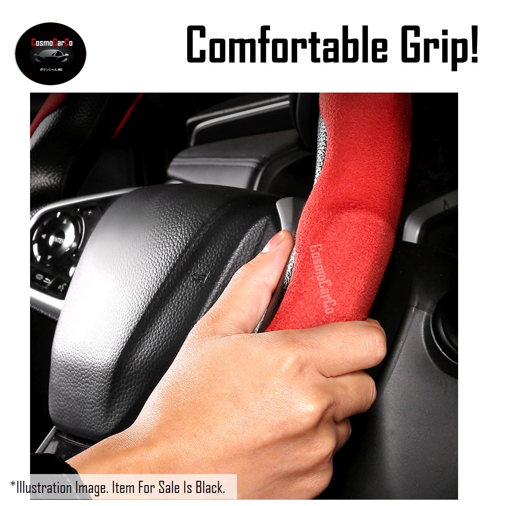 Car Steering Wheel Cover Booster Grips Black Suede Trim Add On Protective Protection Decorative Accessories