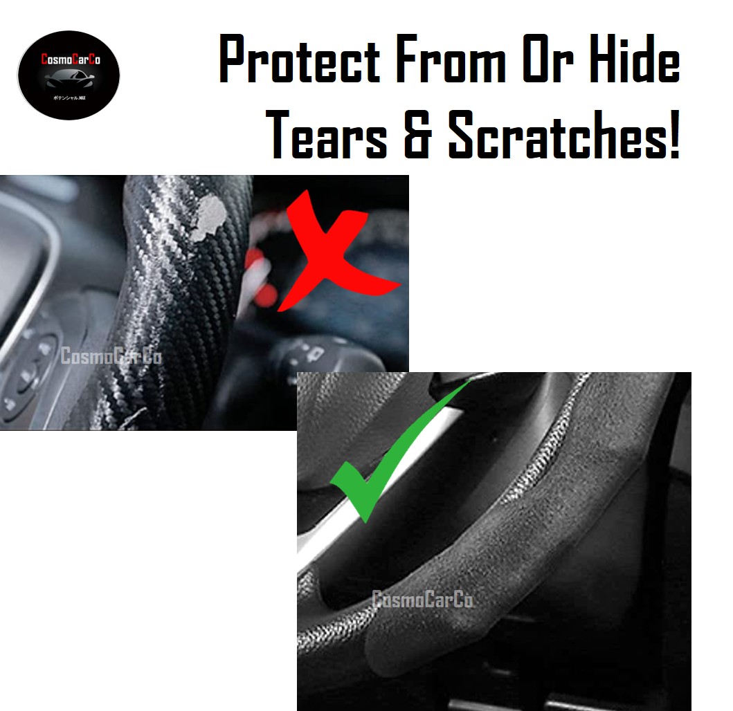 Car Steering Wheel Cover Booster Grips Black Suede Trim Add On Protective Protection Decorative Accessories