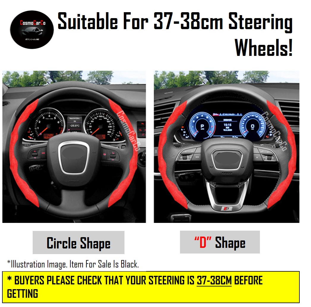 Car Steering Wheel Cover Booster Grips Black Suede Trim Add On Protective Protection Decorative Accessories