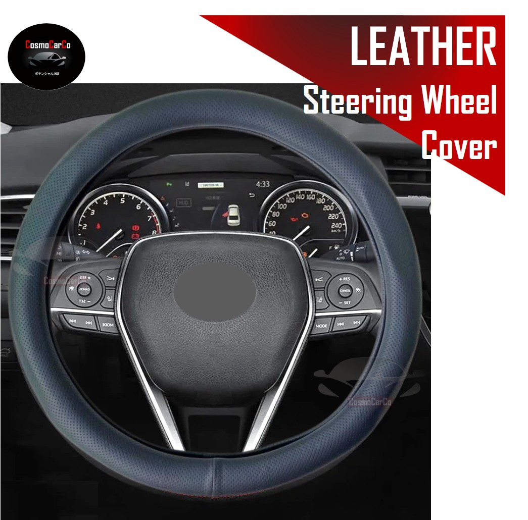 Steering Wheel Cover With Perforated/Non-Perforated Leather For Honda & Toyota etc "O" Circle Shape 37-38cm