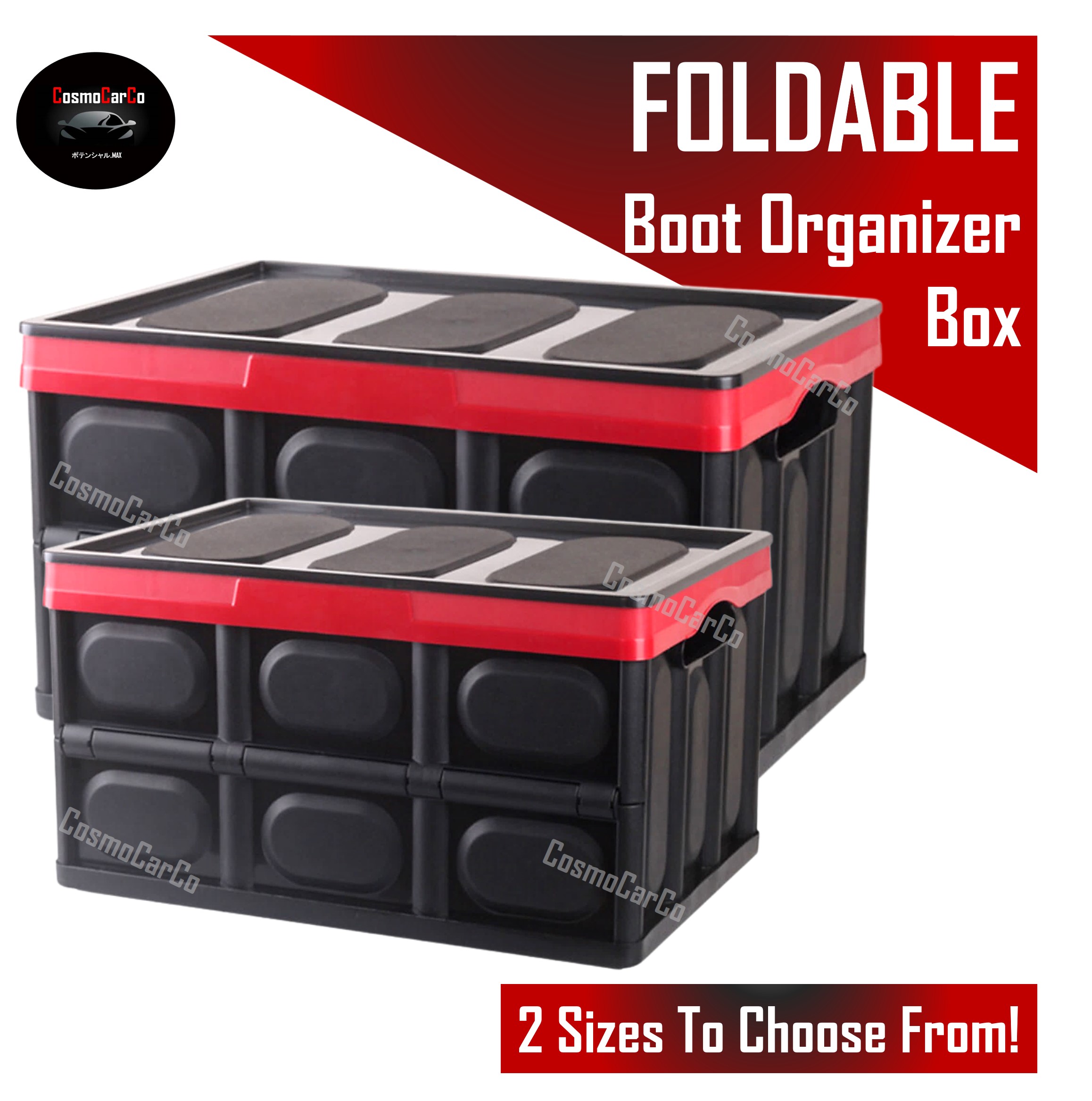 Foldable Boot Organiser Box Portable Collapsible Trunk Rear Car Storage Organizer Plastic Container Holder