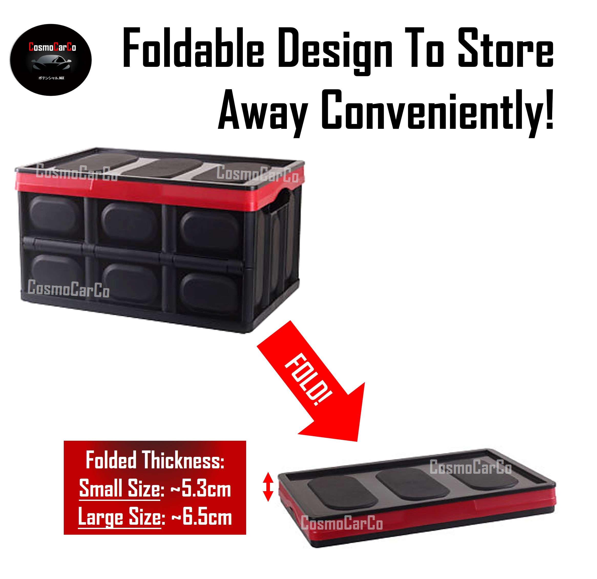 Foldable Boot Organiser Box Portable Collapsible Trunk Rear Car Storage Organizer Plastic Container Holder