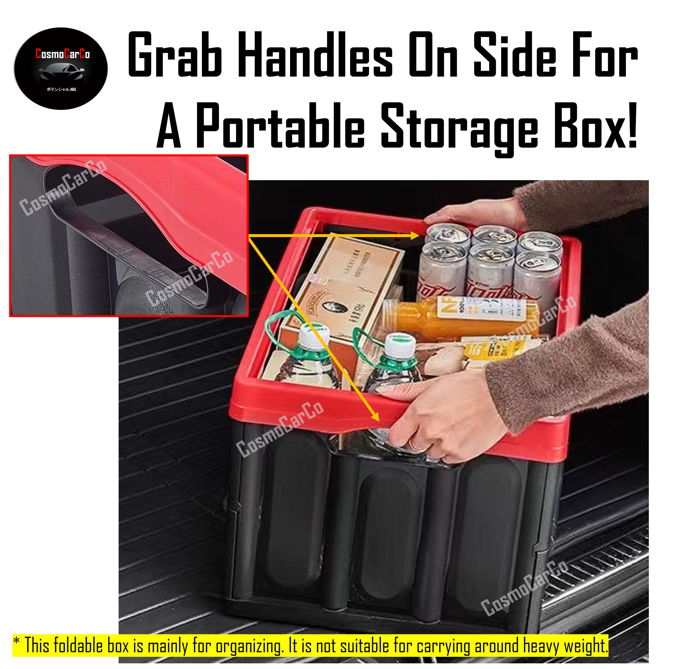 Foldable Boot Organiser Box Portable Collapsible Trunk Rear Car Storage Organizer Plastic Container Holder