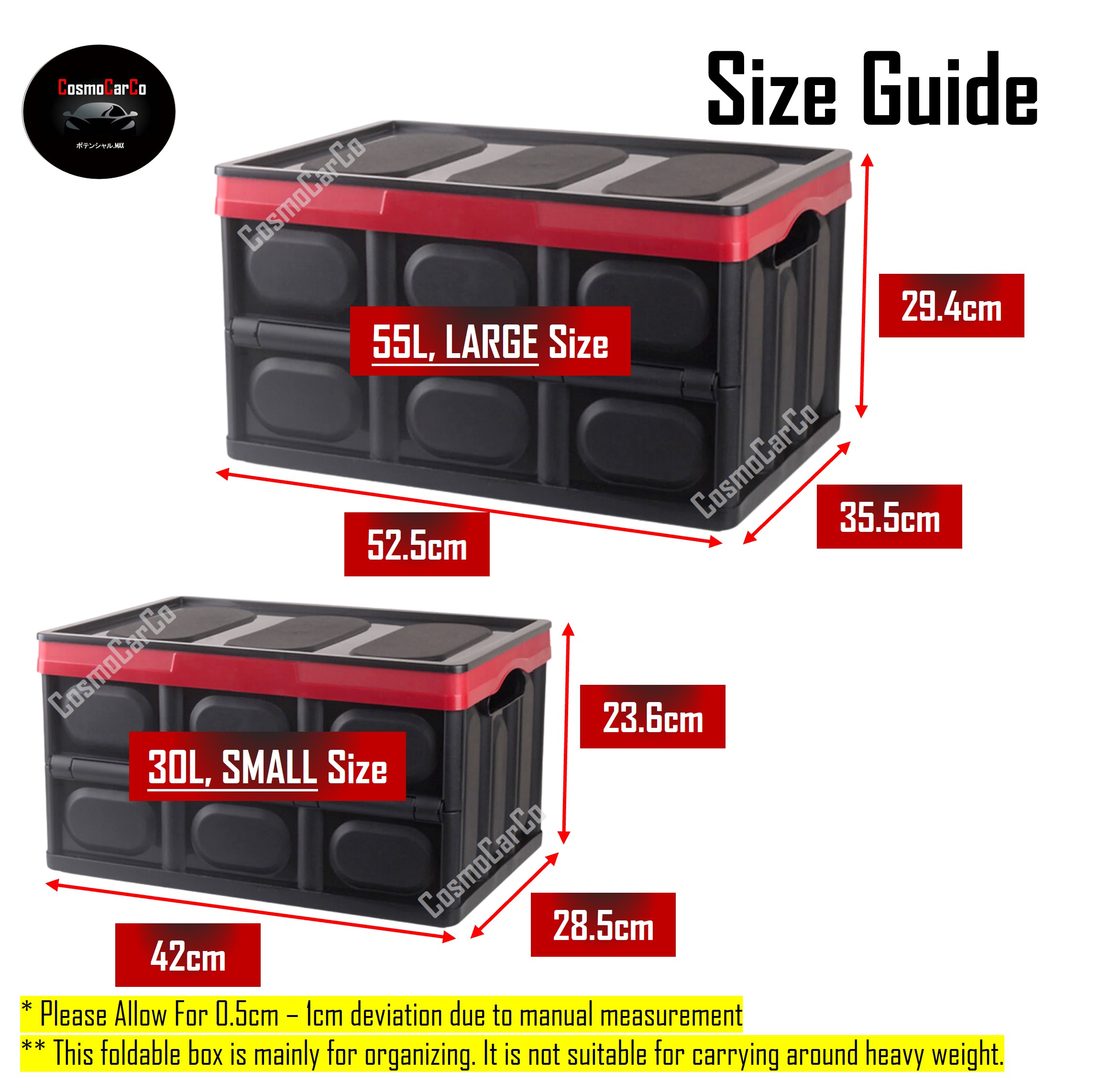 Foldable Boot Organiser Box Portable Collapsible Trunk Rear Car Storage Organizer Plastic Container Holder
