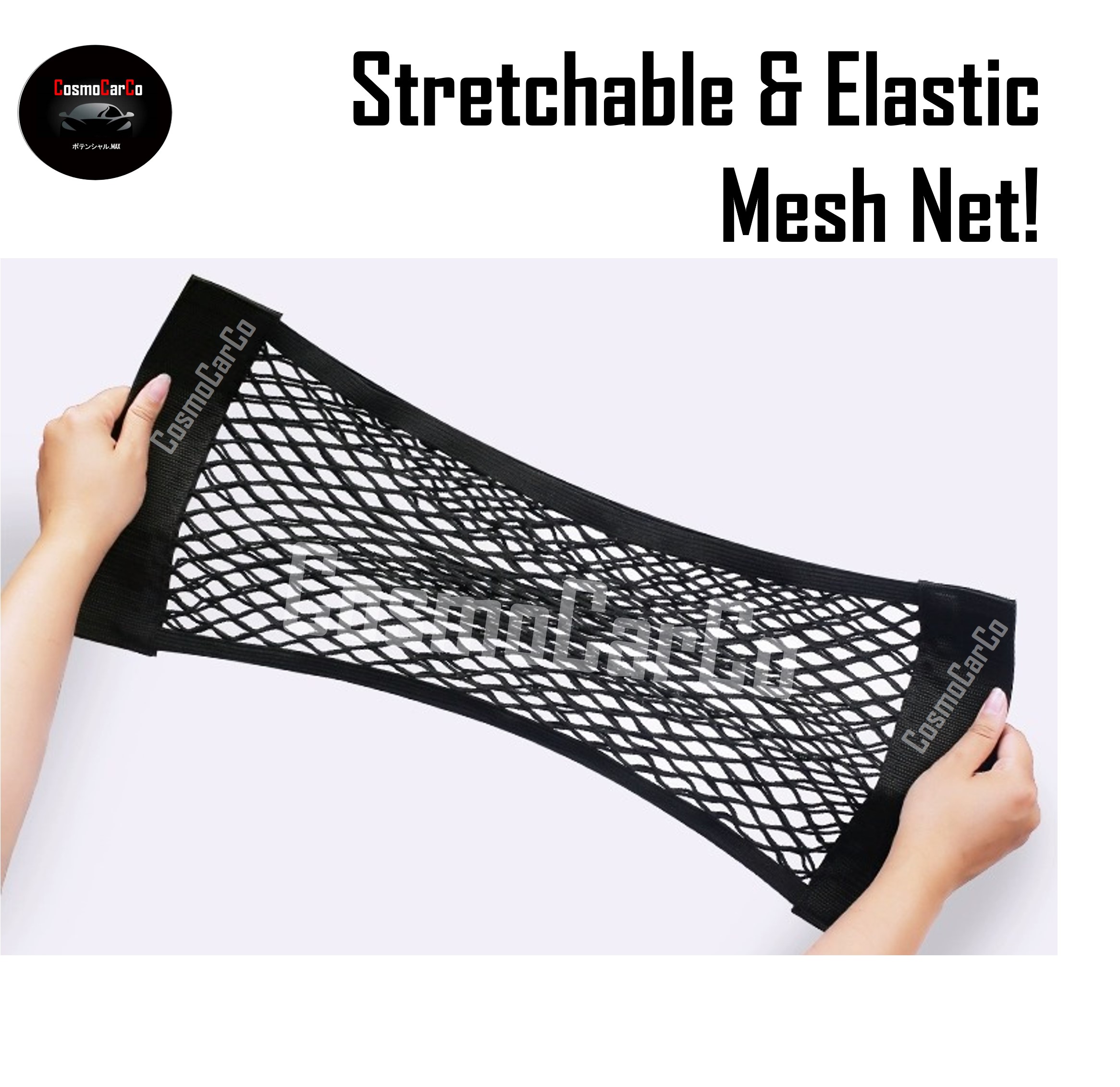 Car Boot Net Storage Organiser Stretchable Elastic Organizer Rear Cargo Trunk Velcro Pocket Holder Pouch