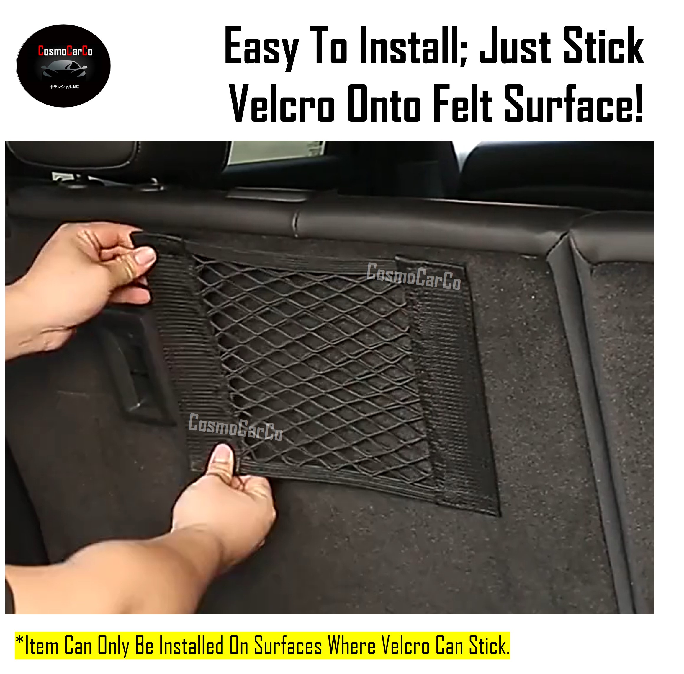 Car Boot Net Storage Organiser Stretchable Elastic Organizer Rear Cargo Trunk Velcro Pocket Holder Pouch