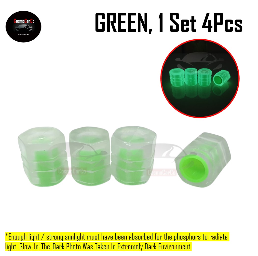 Luminous Car Tyre Air Valve Cap Glow In The Dark 4Pcs Universal Wheel Tire Stem Cover Dust Caps Accessories