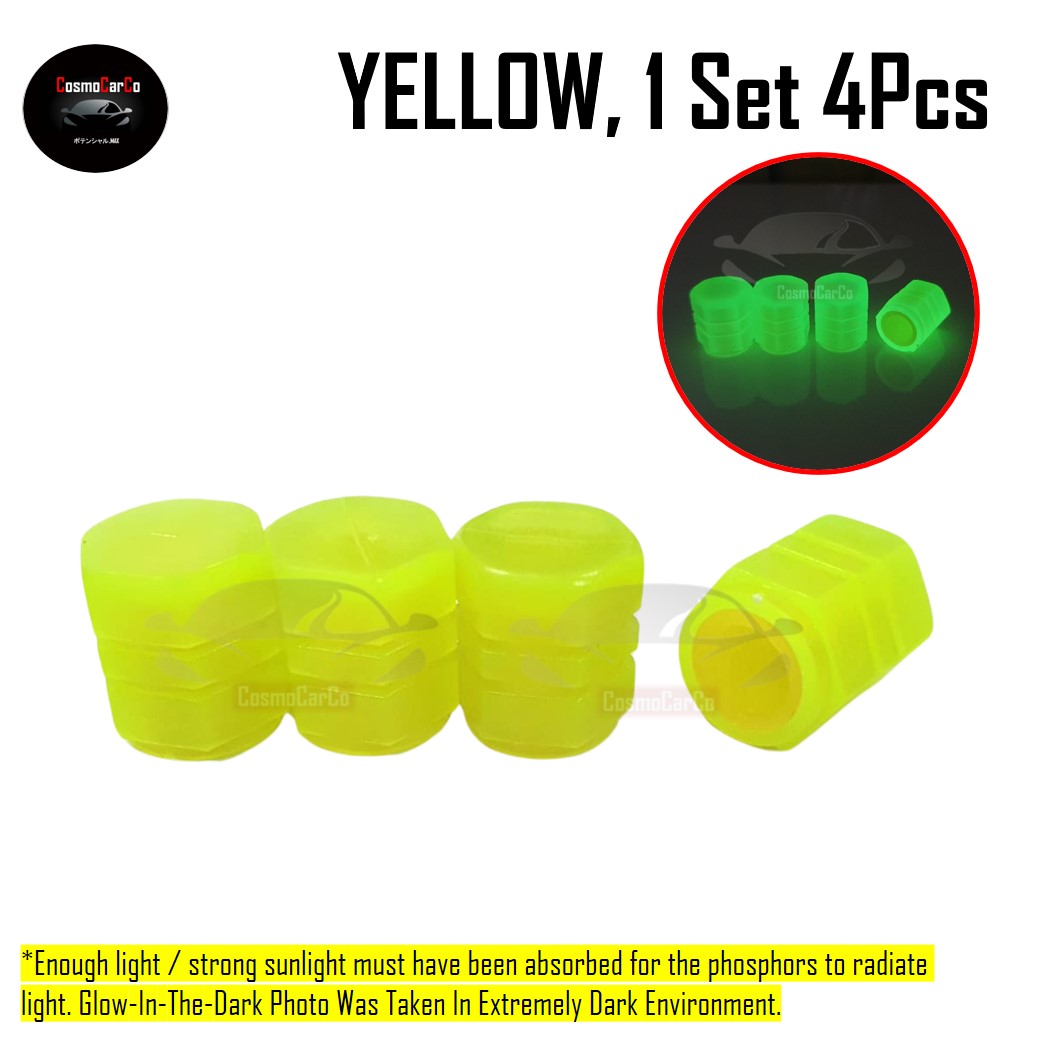 Luminous Car Tyre Air Valve Cap Glow In The Dark 4Pcs Universal Wheel Tire Stem Cover Dust Caps Accessories