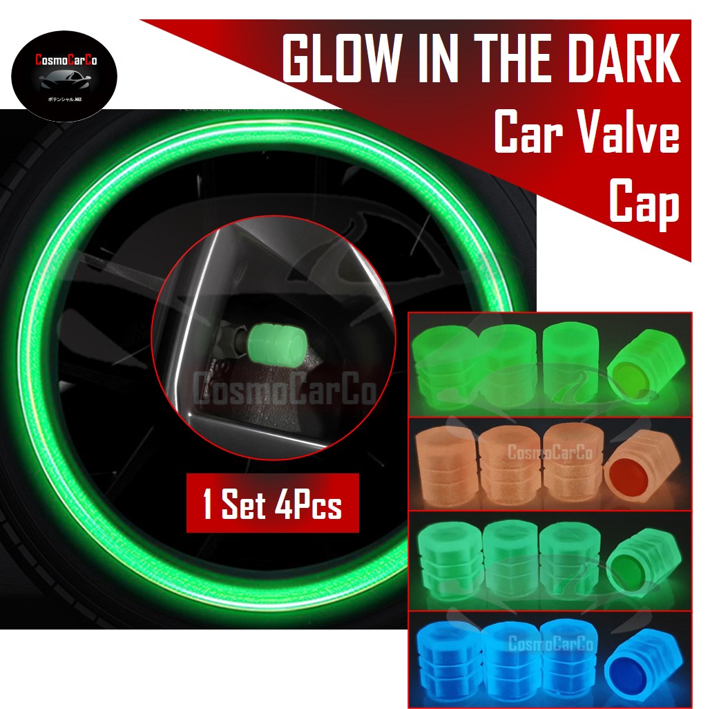 Luminous Car Tyre Air Valve Cap Glow In The Dark 4Pcs Universal Wheel Tire Stem Cover Dust Caps Accessories