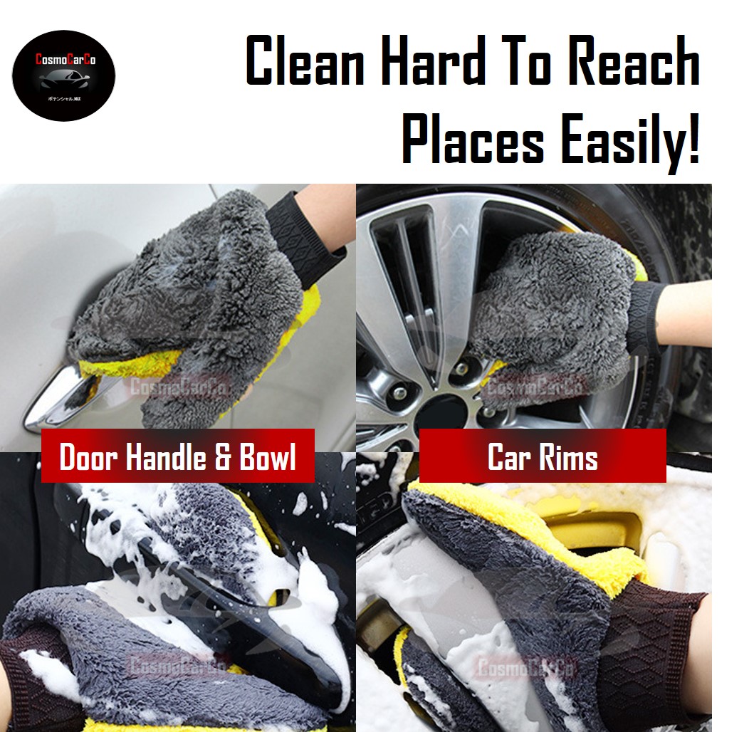 Microfiber Car Wash Mitt Plush Hand Washing Glove Thick Absorbent Drying Household Cleaning Gloves Mittens 