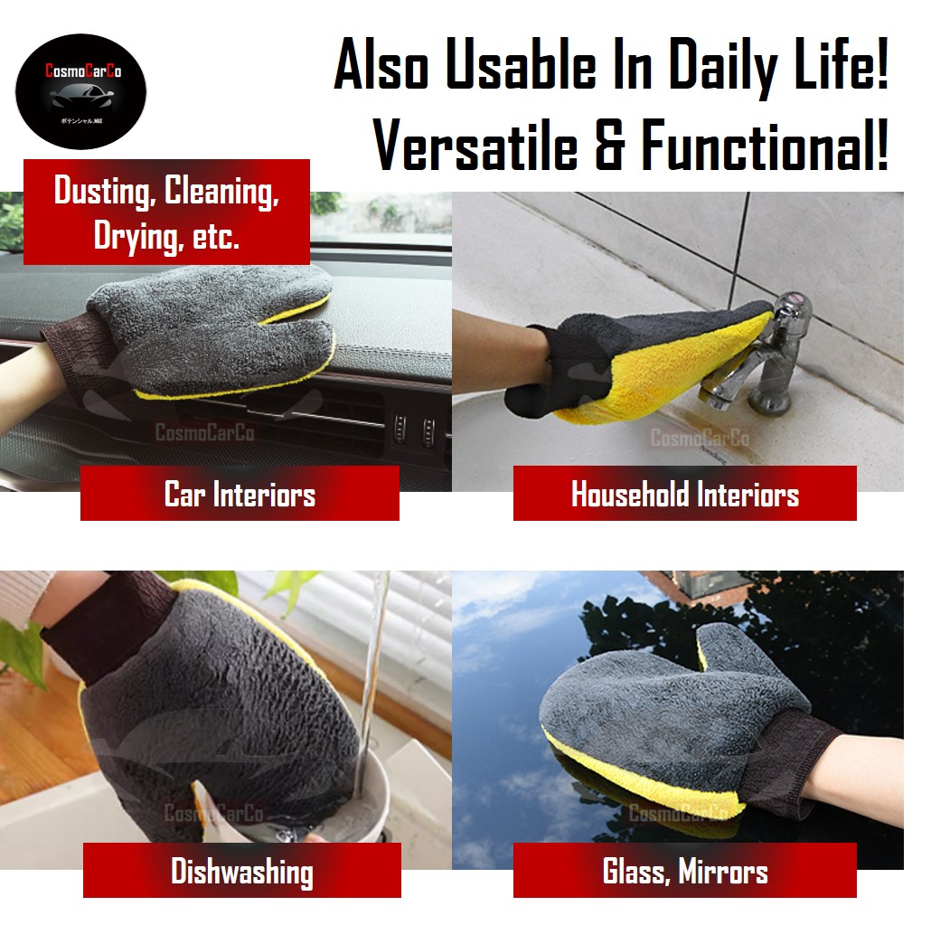 Microfiber Car Wash Mitt Plush Hand Washing Glove Thick Absorbent Drying Household Cleaning Gloves Mittens 