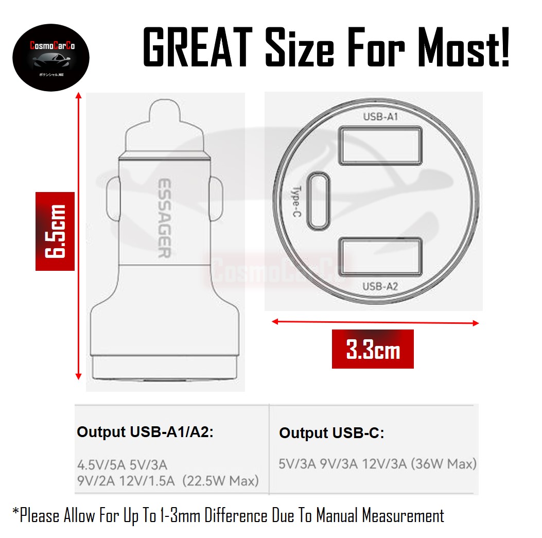 Car Charger USB Ports PD Fast Charge Voltmeter Socket Adapter Splitter Extension Power Charging Adaptor