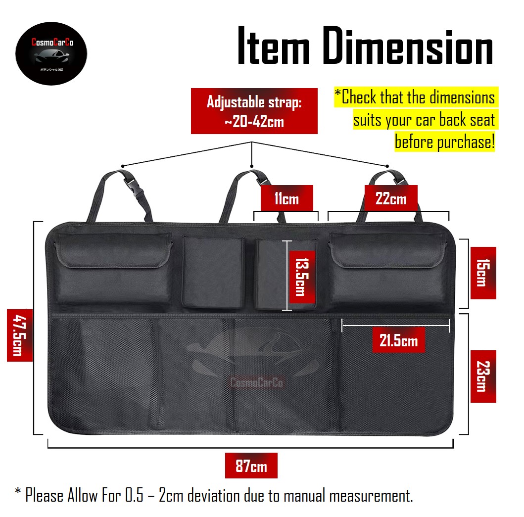 Car Back Seat Organiser Boot Hanging Storage Pouch Multi Pockets Trunk Bag Backseat 8-Pocket Holder